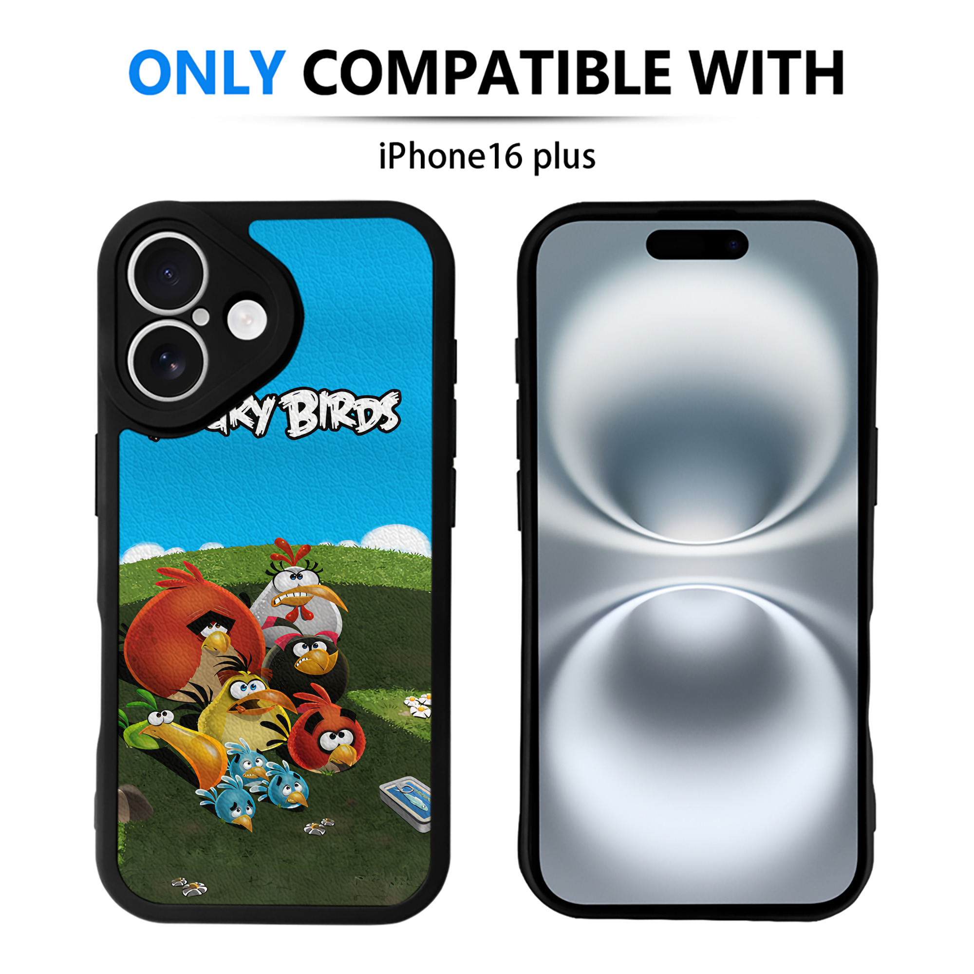 （画像用） Angry Birds アングリーバード 【iPhone 16シリーズ対応】シリコンスマホケース（レザー調） 材質：シリコン